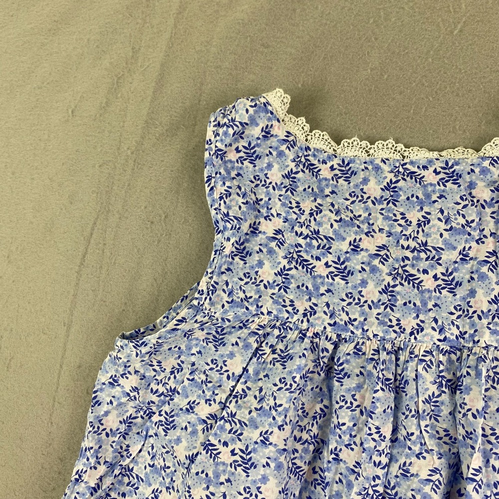 Eileen West Cotton Lawn Chemise Nightgown XS flower buttons lace cottage blue - Picture 12 of 16